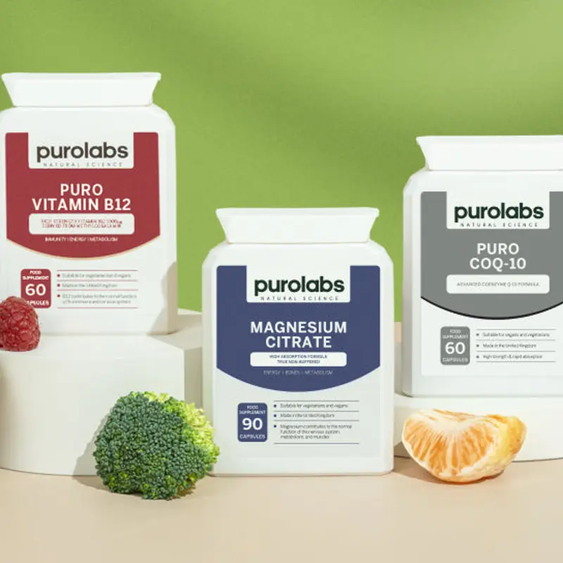 PuroLabs Vitamin B12, Magnesium Citrate and CoQ-10 supplements